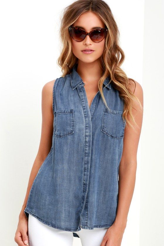 denim chambray top