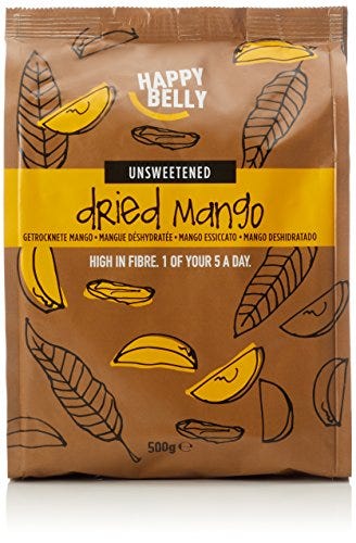 Marca Amazon - Happy Belly Mango deshidratado, 500 g