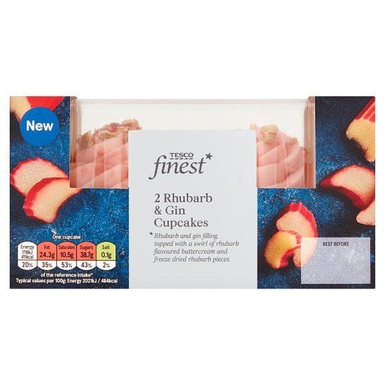 Tesco Finest 2 Rhubarb & Gin Cupcakes