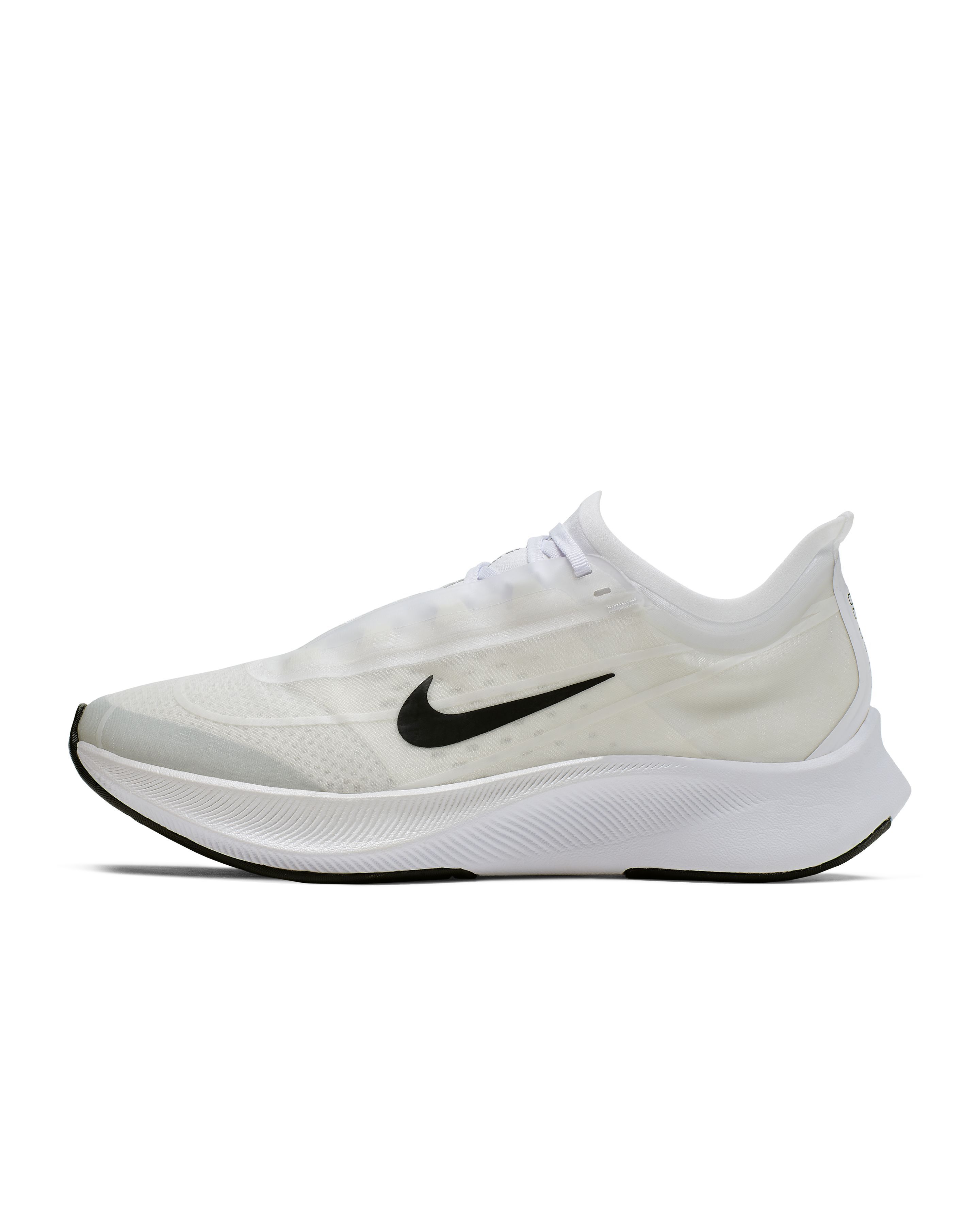 white nike running shoes with black swoosh