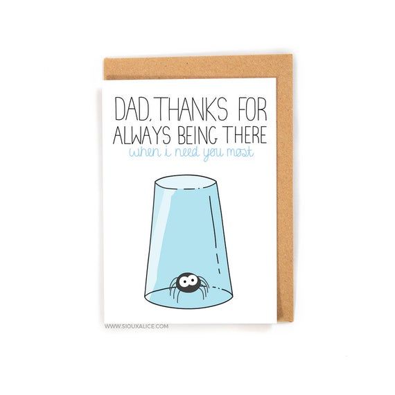 funny fathers day card spider catching card thanks dad for catching all the spiders spider fathers day card thanks dad card funny dad birthday card