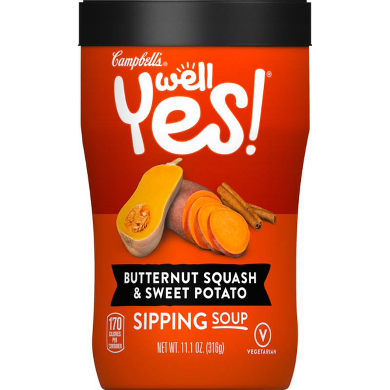 Campbell's Well Yes! Sipping Soup, Butternut Squash and Sweet Potato Soup,  11.1 Oz Microwavable Cup