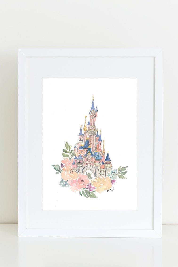 Disneyland Paris Castle Watercolor Print