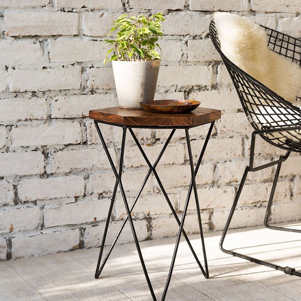 Hexagon Wooden Side Table