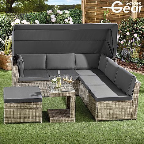 Garden Gear California Rattan Sofa with Canopy
