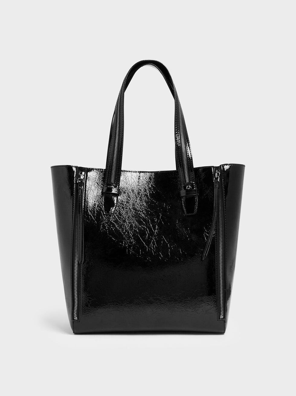 WRINKLE LOOK ROCKER TOTE BAG - Black