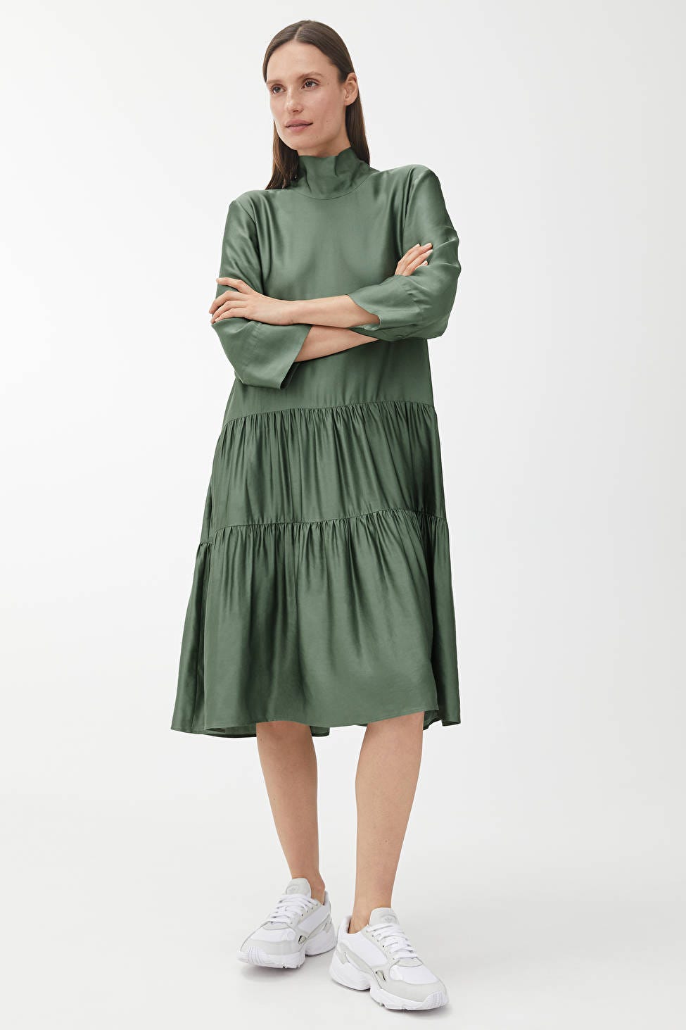 Lustrous Gathered Dress