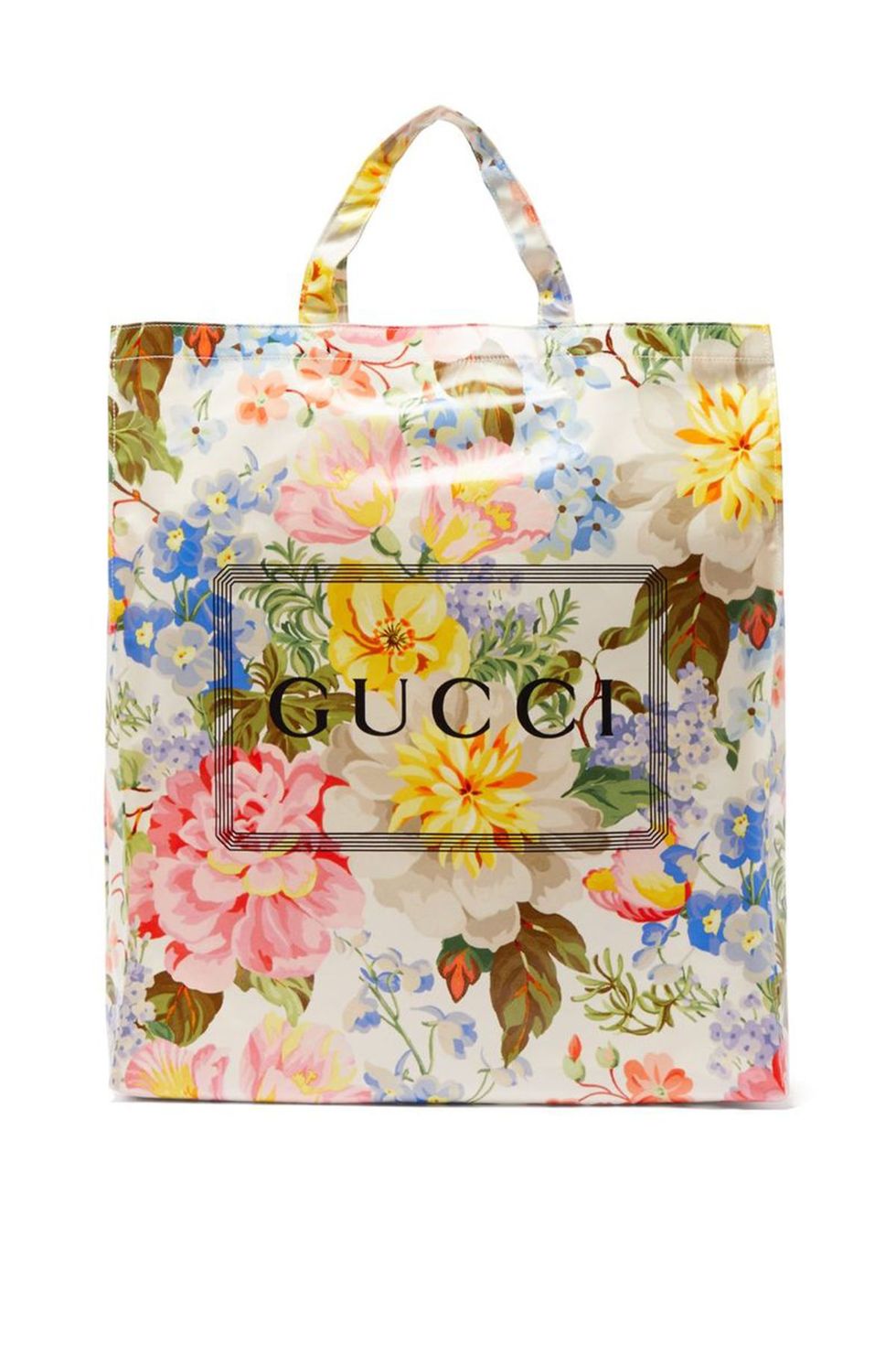 Floral-Print Coated-Cotton Tote Bag