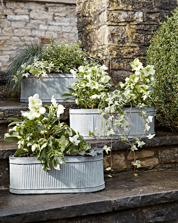 Oval trough planters, set of 3