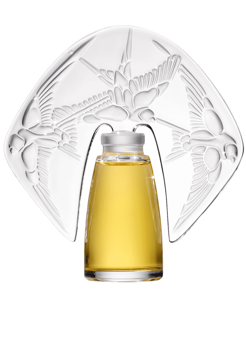 Amorem Rose Parfum Presented in a Lalique Crystal Flacon