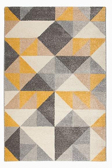 Ochre Geometric Squares Rug, from £15