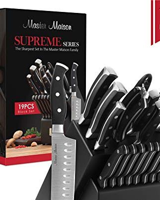 Master Maison 19-Piece Premium Kitchen Knife Set With Wooden Block