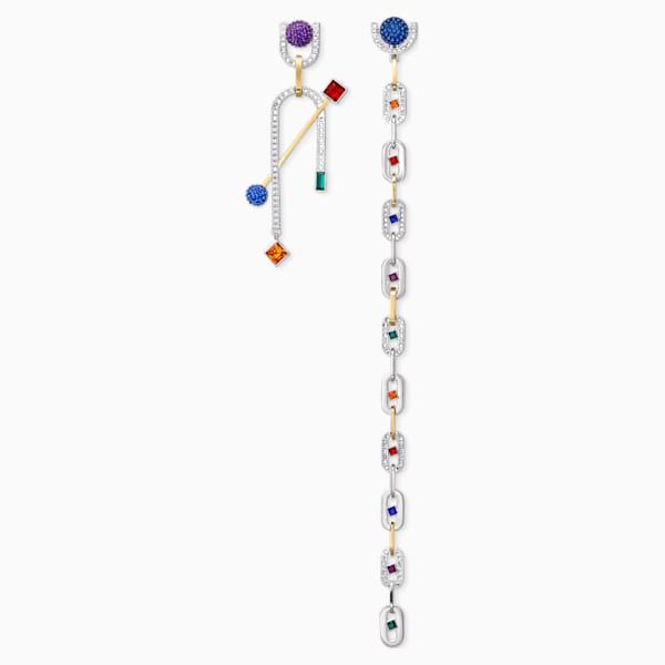 Orecchini componibili e con cristalli Swarovski multicolor (si possono rimuovere gli elementi pendenti e indossare gli stud tempestati di cristalli blu e viola da soli)