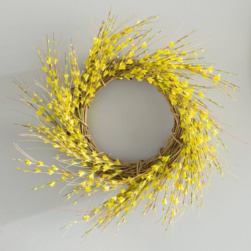 Faux Forsythia Wire and Paper Wreath