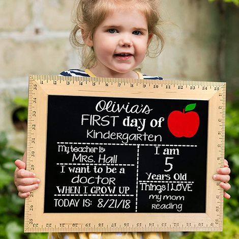 Preschool Real Reusable First Day of School Sign for Girl or Boy Dozili First Day of School Chalkboard Kindergarten