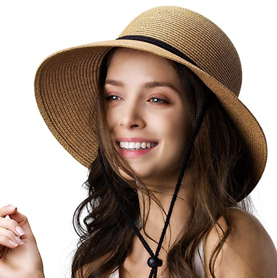 Wide-Brim Sun Hat with Wind Lanyard and UPF 50+