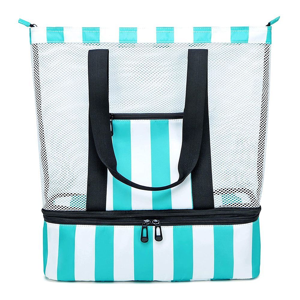 Mesh Beach Tote Bag with Cooler Compartment