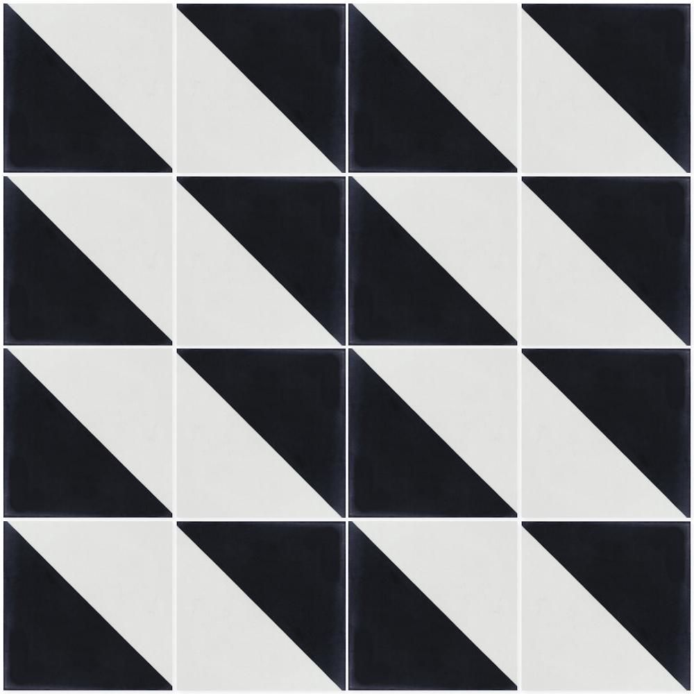 Man Overboard Black and White 8 in. x 8 in. Cement Handmade Floor and Wall Tile (Box of 16/ 6.96 sq. ft.)