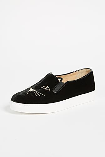 Black Velvet Cool Cats Slip-On Sneakers