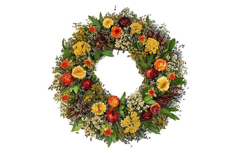 Dried Chiles & Safflowers Wreath