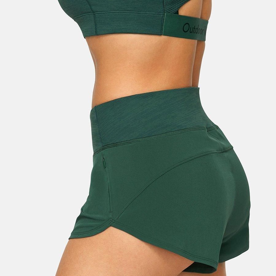 THE GYM PEOPLE Womens High Waisted Running Shorts Quick Small, Jasmine Green