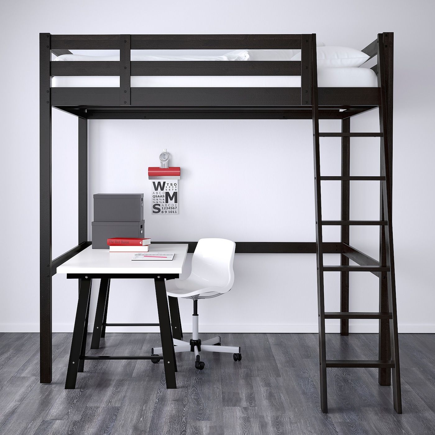 small double low loft bed