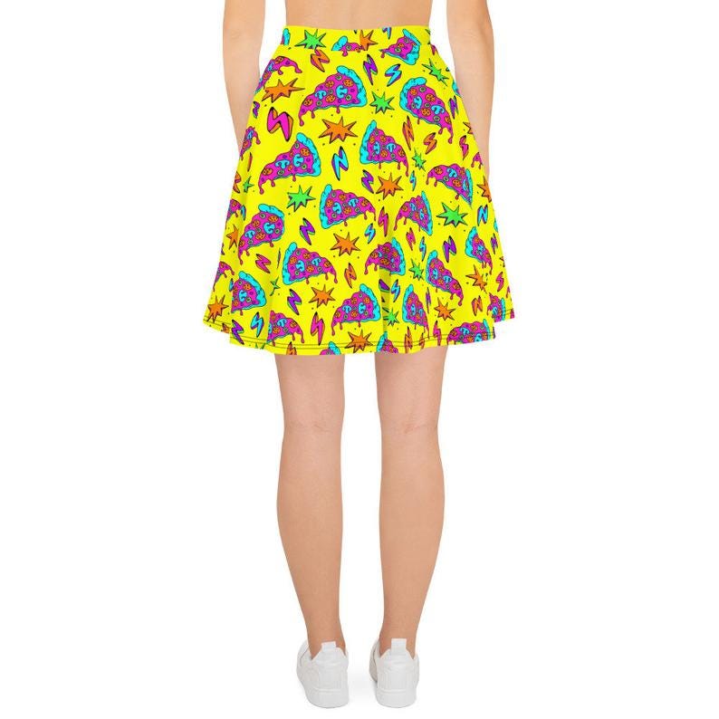 Neon Pizza Twirly Skater Skirt