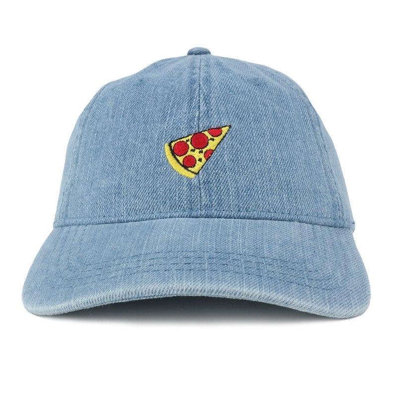 Denim Pizza Embroidered Accent Baseball Cap