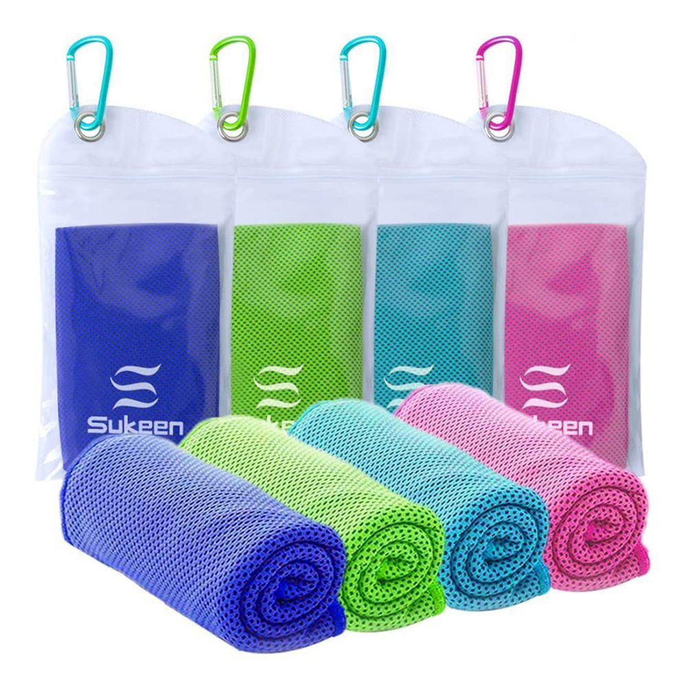 Gift Fitness Sports Travel Cooling Towel Small Instant Relief with Breathable Case and Portable Carabiner for Cool Down VenusCare Cooling Handkerchief Sweat Riding 