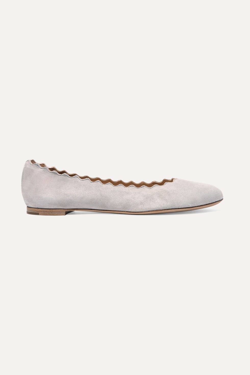 Scalloped suede ballet flats