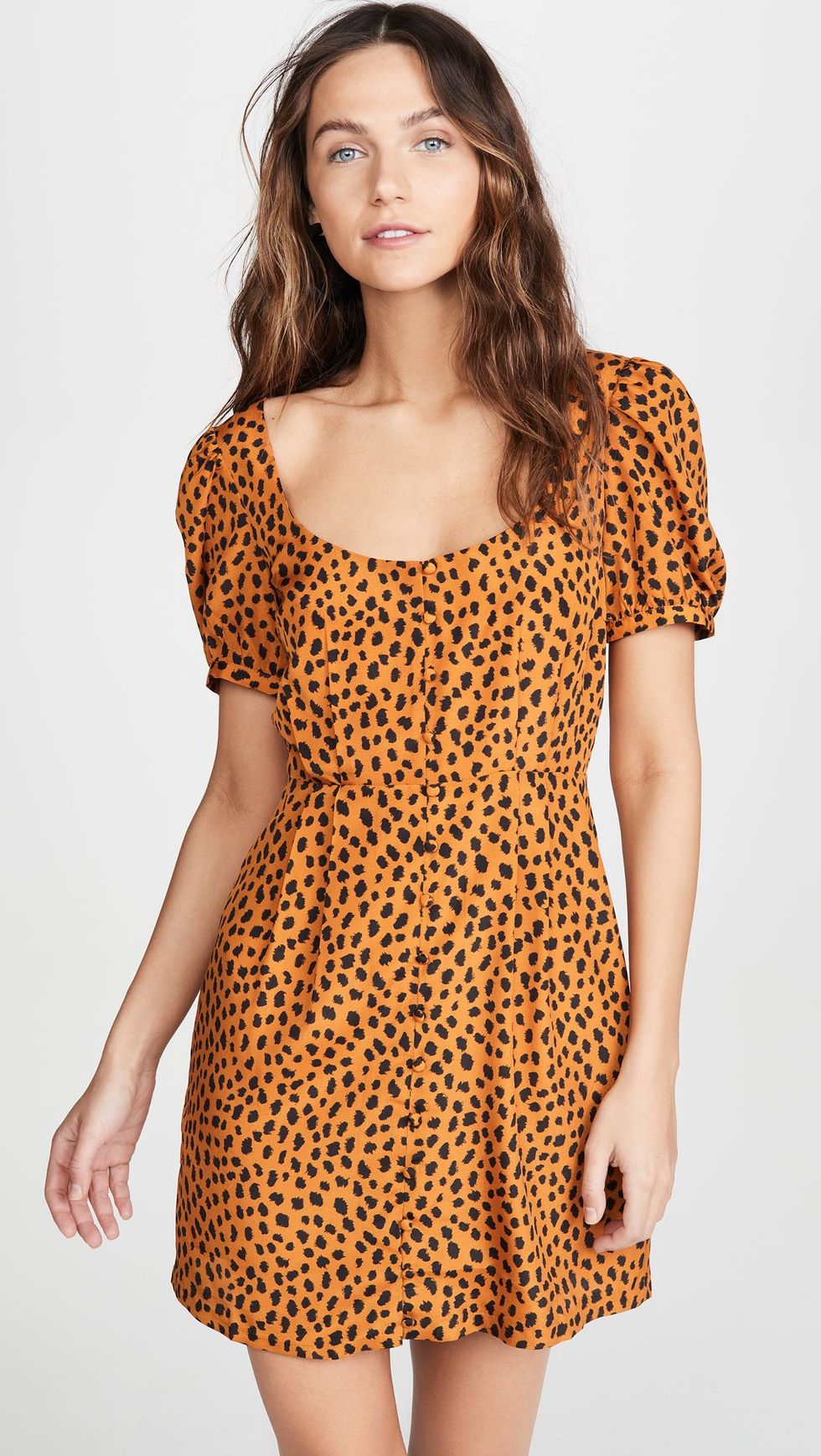 Leopard-Print Puff-Sleeve Dress