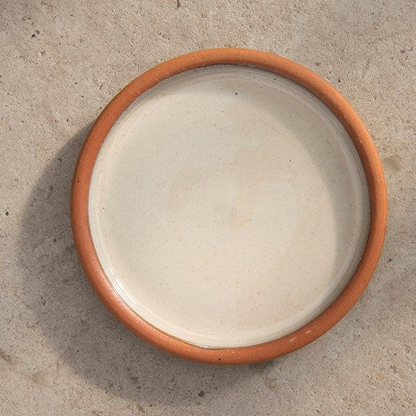Glazed ceramic bird bath - oatmeal