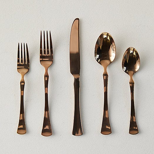 Mirrored Copper Flatware Set