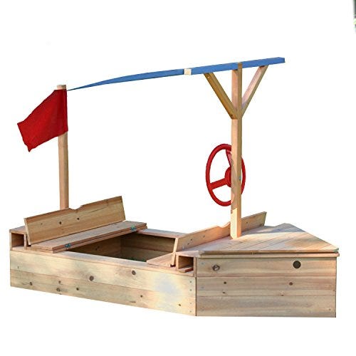 Garden Games Sand Sailer Wooden Boat Sandpit with Canopy