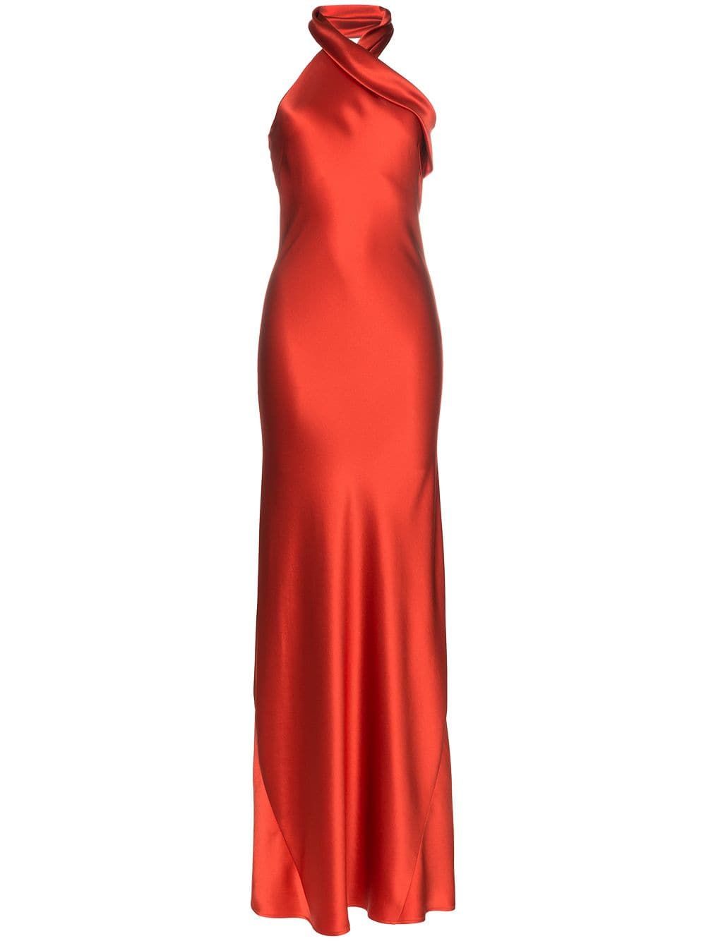 red silky gown