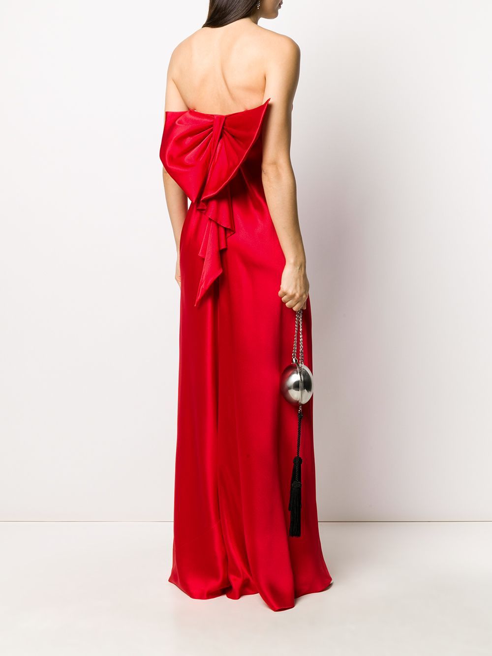 Bow Satin Strapless Gown
