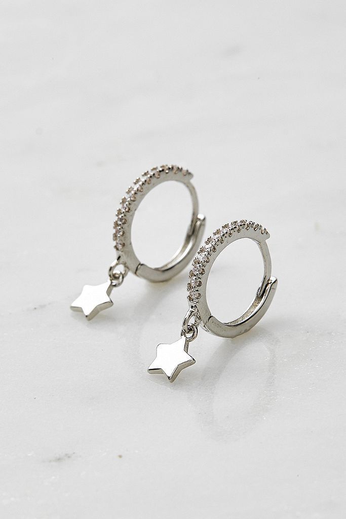 Star Drop Diamante Huggie Hoop Earrings, £14