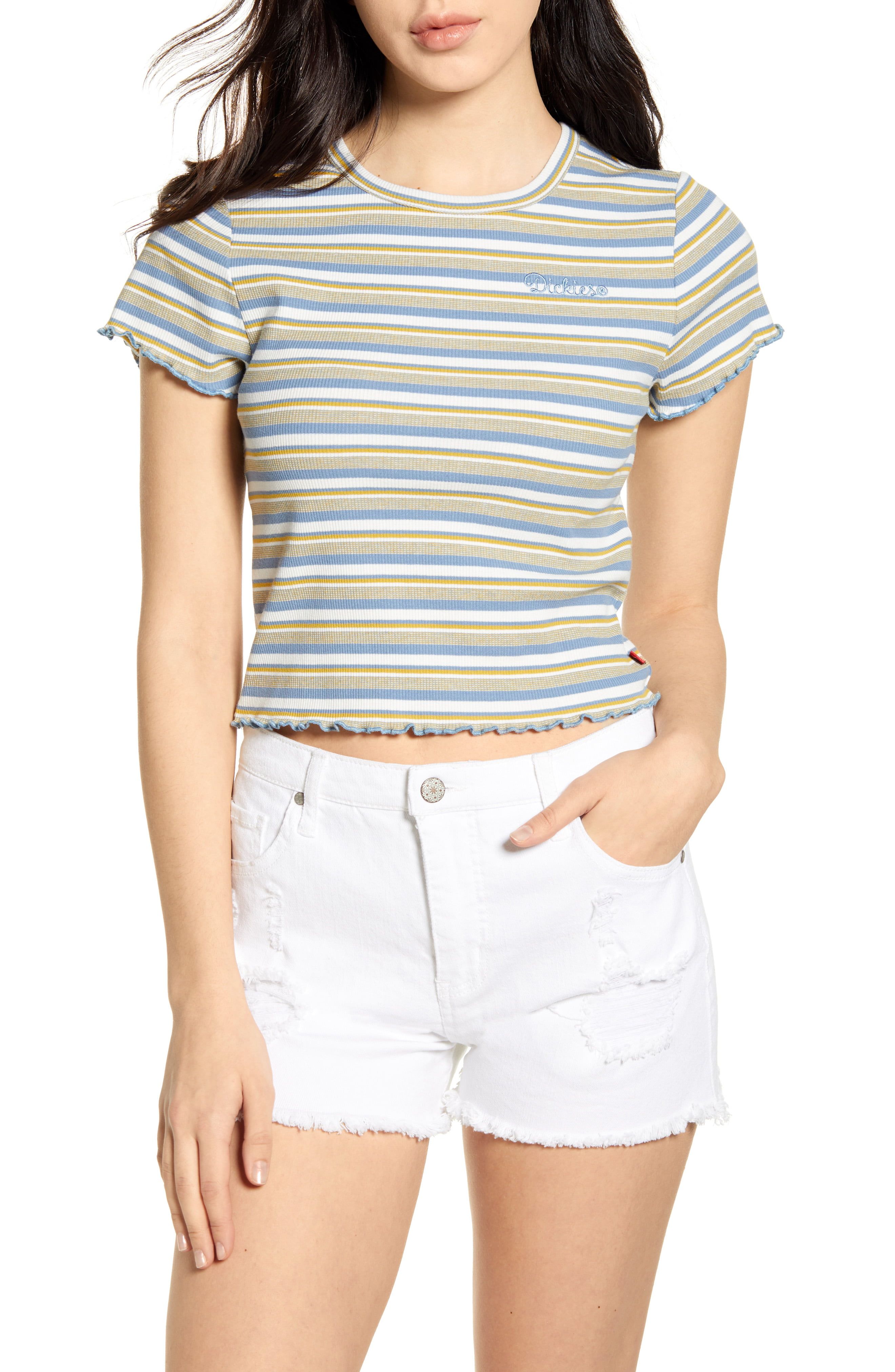 Stripe Ribbed Crop T-Shirt