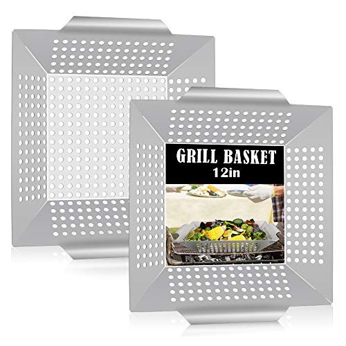 HaSteeL Large BBQ Grilling Basket (Set of 2)