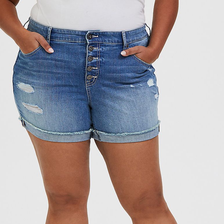 HDE Women's Plus Size Jean Shorts High Waisted Stretch Denim Pull On Shorts