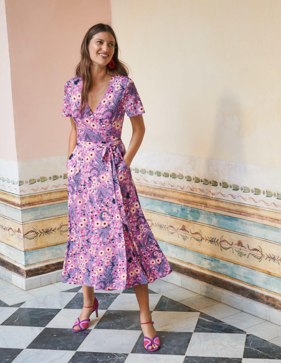 Cassia Jersey Midi Dress - Lupin, Wild Field