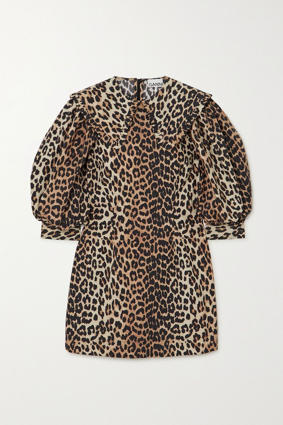 Leopard-print cotton-poplin mini dress