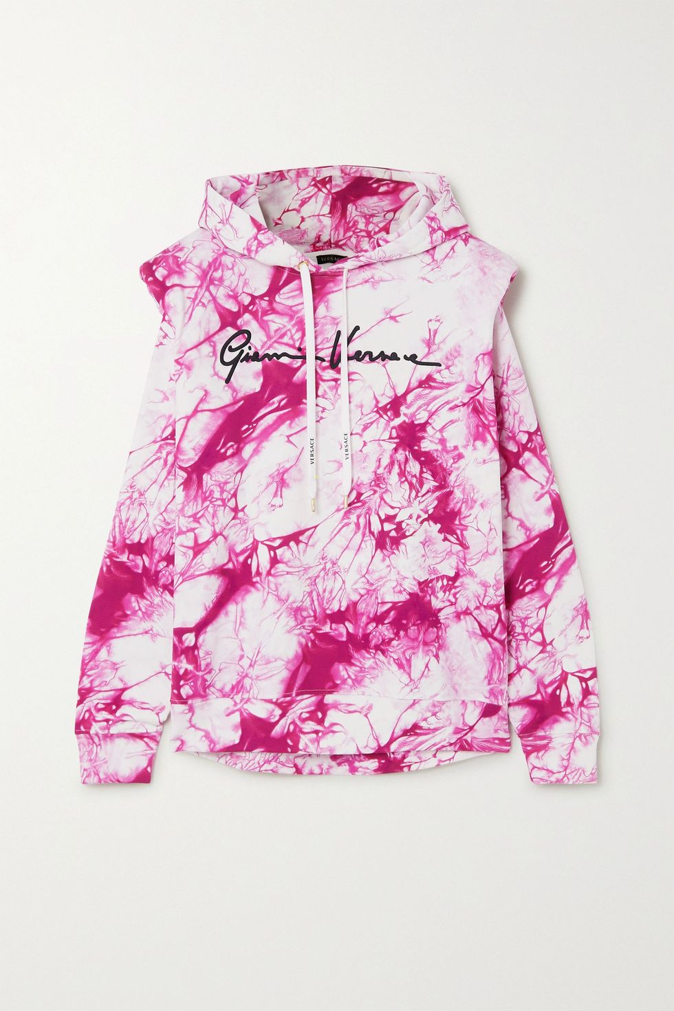 Embroidered tie-dyed cotton-jersey hoodie