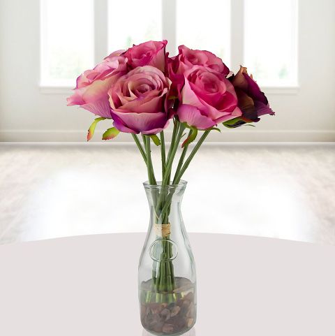 Pink Silk Nine Roses Bouquet