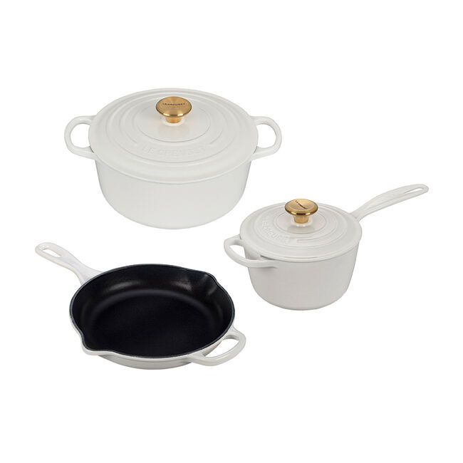 Le Creuset Signature 5-Piece Cookware Set - White/Gold