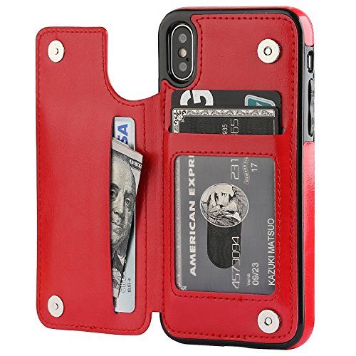Wallets for Women with Multiple Card Slots and Fit Cellphone Red
