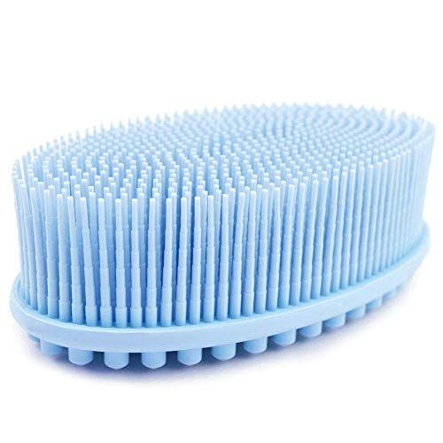 New Avilana Exfoliating Silicone Body Scrubber Easy to Clean, Lathers Well, Eco Friendly, Long Lasting, And More Hygienic Than Traditional Loofah (Blue)