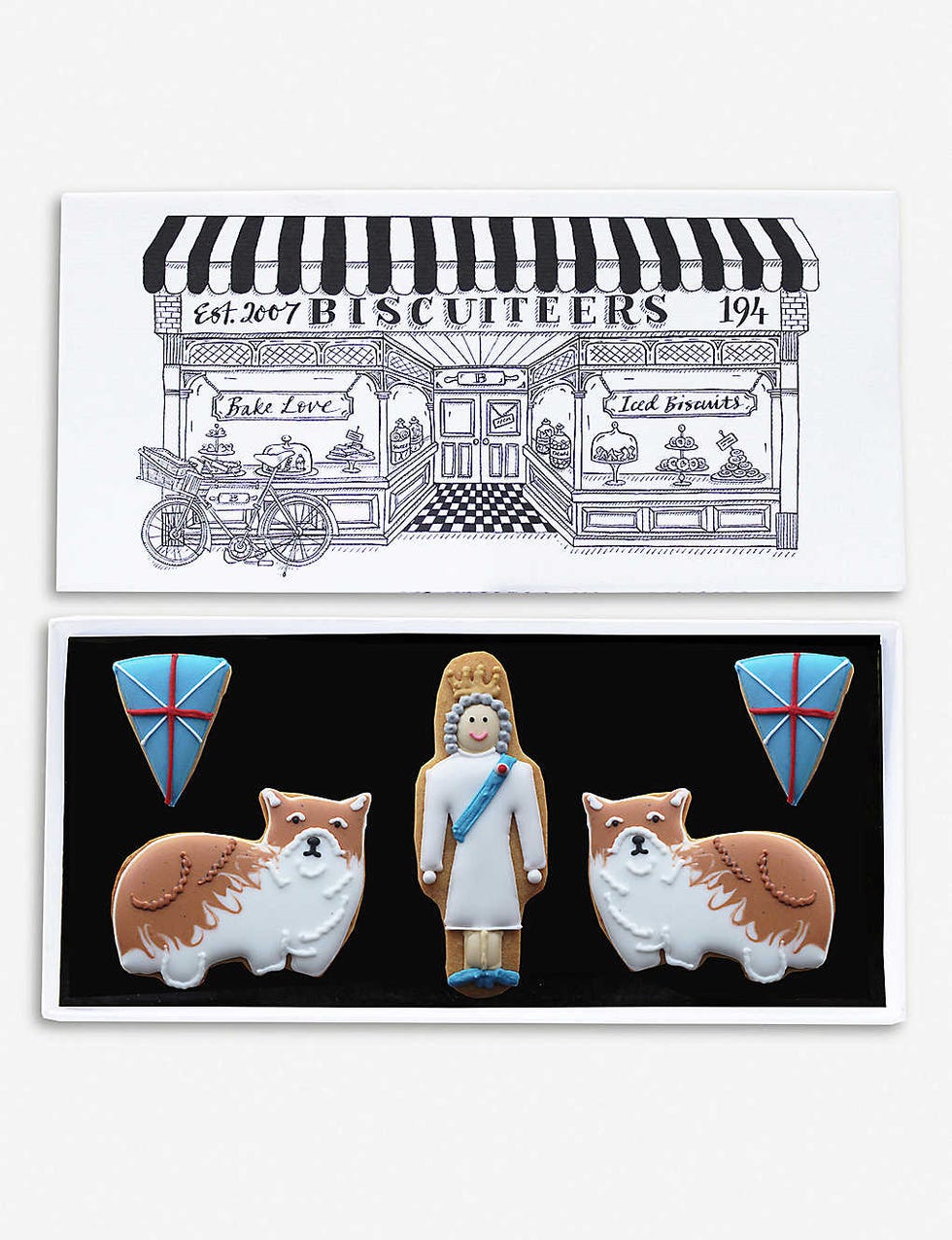 BISCUITEERS Queen and Corgis letterbox biscuits box of five