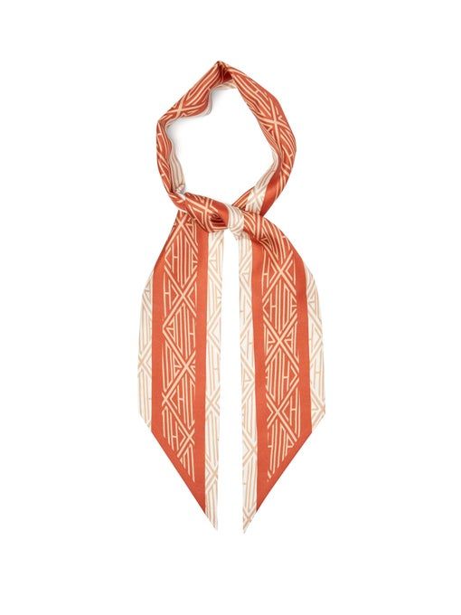 Geometric-print silk-twill scarf