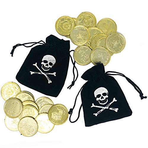 Pirate Drawstring Bags with Gold Coins